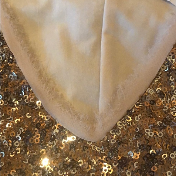 Ali Ro Ruched V-Neck Gold Sequin Dress - Picture 6 of 8